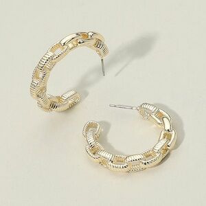 14K Gold Plated Chain Link Hoop Earrings